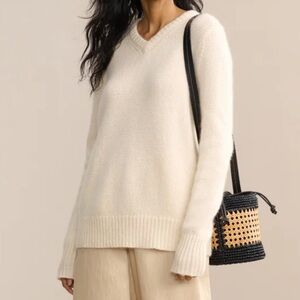 Jenni Kayne Cashmere Kate v-neck - ivory - XL